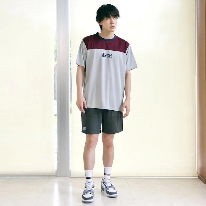 Arch アーチ Football Tee DRY グレー バスケットボール Tシャツ メンズ 半袖 吸汗速乾 練習 試合 ライフスタイル t125-130
