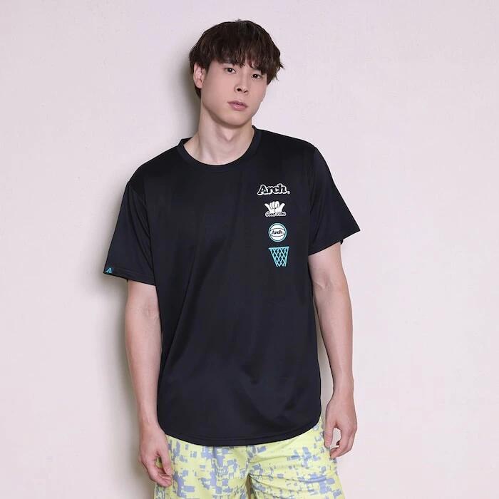 Arch アーチ Icon Tee DRY ブラック バスケットボール Tシャツ メンズ 半袖 吸汗速乾 練習 試合 ライフスタイル t125-138