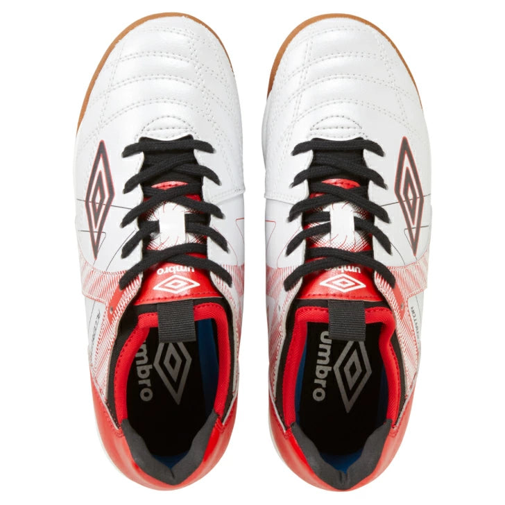 UMBRO アンブロ アクセレイター TR JR WIDE IN ジュニア ワイド インドア サッカーシューズ UF5SFCF3J ホワイト×レッド×ブラック 体育館・屋内コート対応 uf5sfcf3j