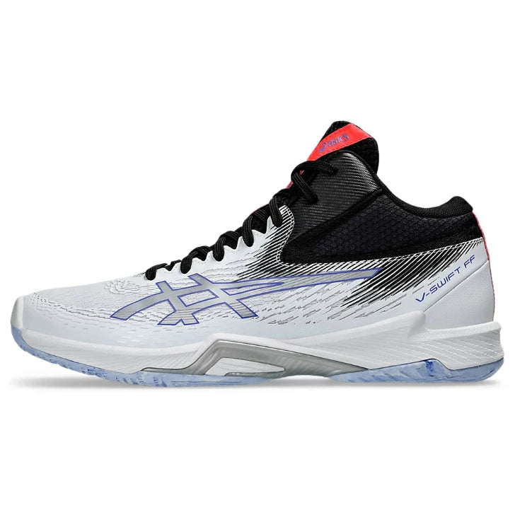 ASICS アシックス バレーボールシューズ メンズ V-SWIFT FF MT 4 ミドルカット ホワイト シルバー 1053A064-100 インドアシューズ 室内用 軽量 クッション 安定性 1053a064-100
