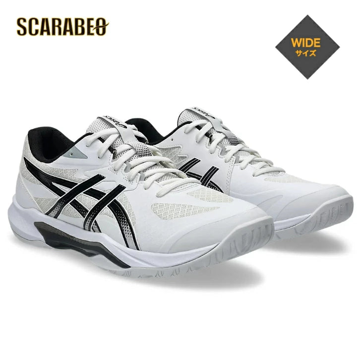 ASICS アシックス バレーボールシューズ メンズ レディース ワイド GEL-TACTIC 13 ゲルタクティック 13 WIDE ホワイト ブラック 1073A078-100 幅広 安定性 クッション 1073a078-100