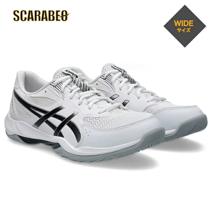 ASICS アシックス バレーボールシューズ メンズ レディース ワイド GEL-ROCKET 12 ゲルロケット 12 WIDE ホワイト ブラック 1073A081-101 エントリーモデル クッション 安定性 1073a081-101