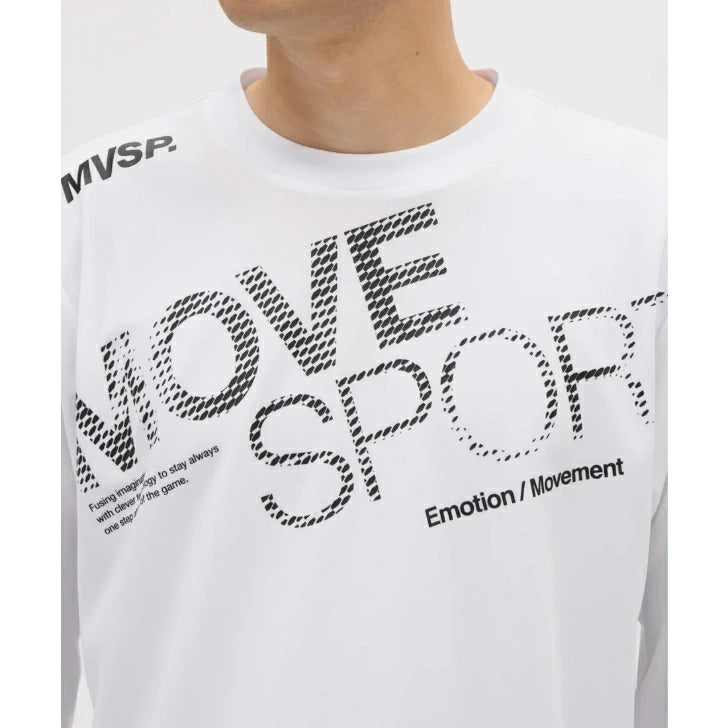 MOVESPORT ムーブスポーツ ドライメッシュ ビッグロゴ 長袖シャツ メンズ 吸汗速乾 スポーツウェア ジャストフィット グリーン ホワイト ブルー ブラック st5flt00m