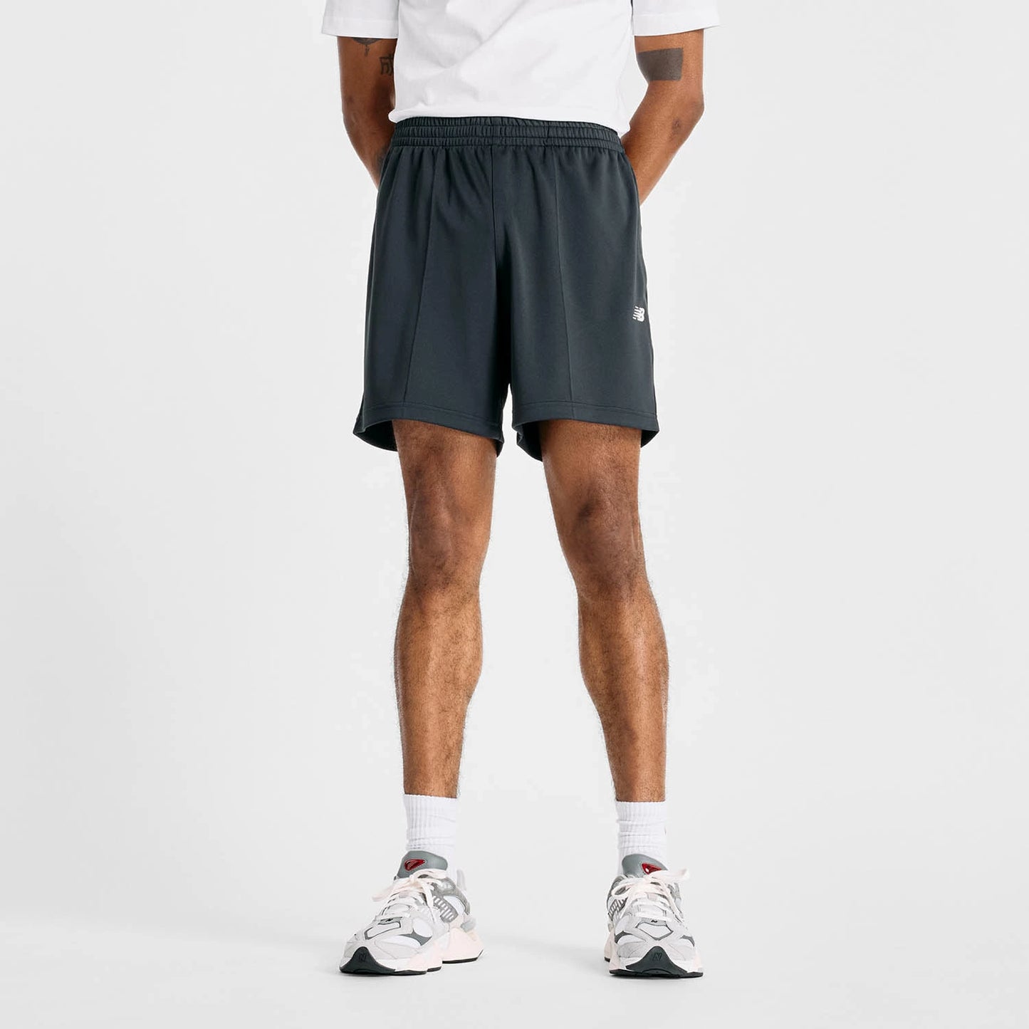 ニューバランス New Balance メンズ Knit Short 7inch AMS51207BK ブラック 黒 ショーツ ハーフパンツ トレーニング ランニング ジム NB Dry 吸汗速乾 ダブルニット ams51207-bk