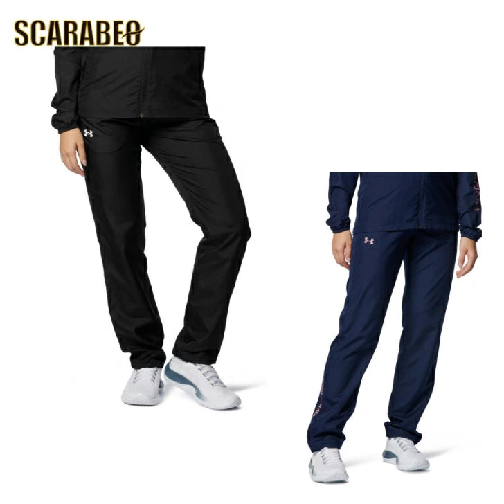 アンダーアーマー UNDER ARMOUR レディース UA WORDMARK WOVEN PANT 1378323 ネイビー ブラック クロスパンツ トレーニング ウォームアップ 撥水 STORM スポーツウェア 1378323
