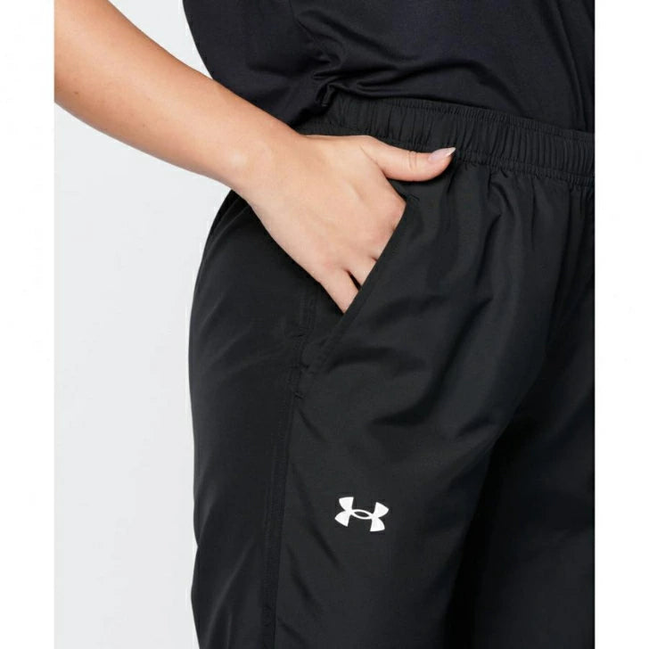 アンダーアーマー UNDER ARMOUR レディース UA WORDMARK WOVEN PANT 1378323 ネイビー ブラック クロスパンツ トレーニング ウォームアップ 撥水 STORM スポーツウェア 1378323
