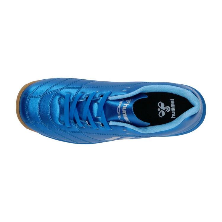 ヒュンメル hummel アピカーレ5 IN Jr. SUPERWIDE HJS5125-7595 ジュニア インドアシューズ キッズ フットサル サッカー 室内履き ワイド スーパーワイド シューレース サックス×シルバー hjs5125-7595