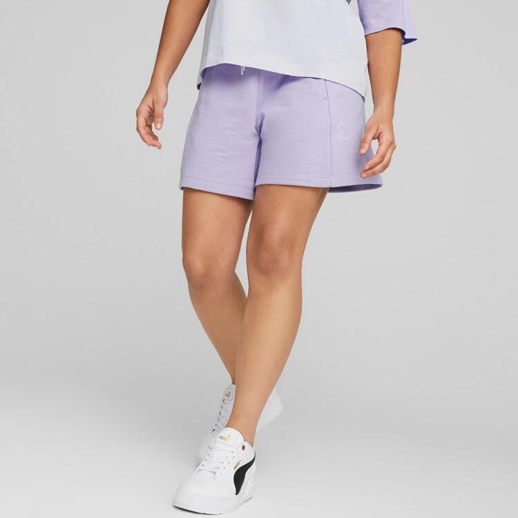 【在庫処分セール】 プーマ PUMA レディース PUMA POWER カラーブロック ショーツ 675583 25 レギュラーフィット 膝丈 ドローコード ラバープリント スポーツウェア 675583-25