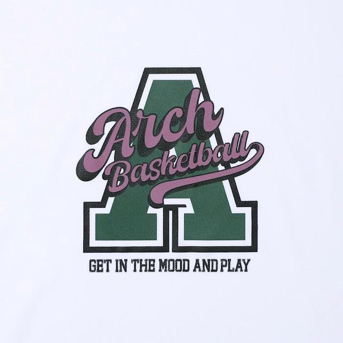 Arch アーチ バスケ Tシャツ DRY 吸汗速乾 半袖 カーシブ ロゴ A メンズ レディース ホワイト 白 t125-156