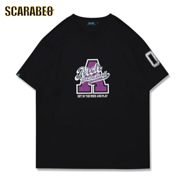 Arch アーチ バスケ Tシャツ DRY 吸汗速乾 半袖 カーシブ ロゴ A メンズ レディース ブラック 黒 t125-157