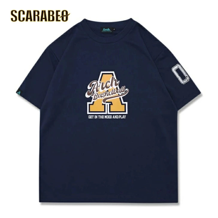Arch アーチ バスケ Tシャツ DRY 吸汗速乾 半袖 カーシブ ロゴ A メンズ レディース インディゴ ネイビー t125-158