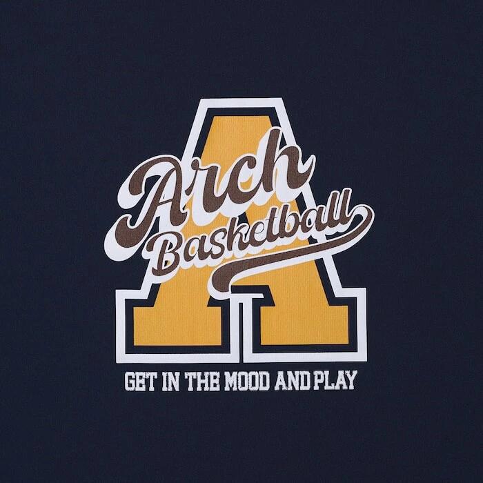 Arch アーチ バスケ Tシャツ DRY 吸汗速乾 半袖 カーシブ ロゴ A メンズ レディース インディゴ ネイビー t125-158