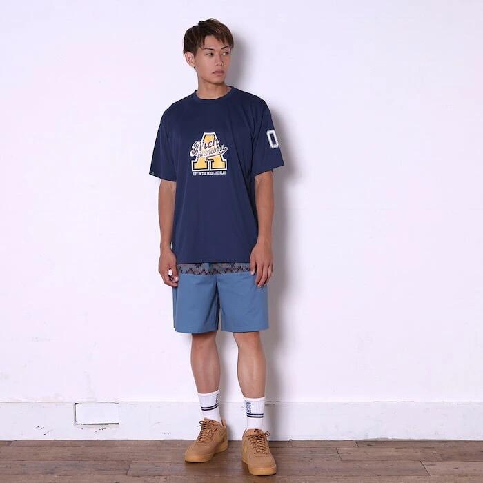 Arch アーチ バスケ Tシャツ DRY 吸汗速乾 半袖 カーシブ ロゴ A メンズ レディース インディゴ ネイビー t125-158