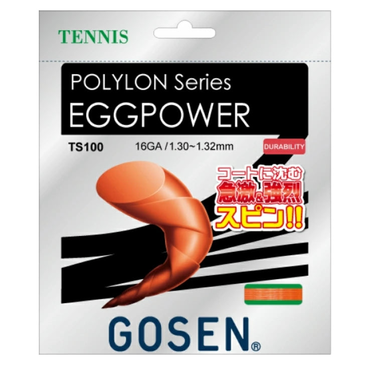 ゴーセン GOSEN テニスガット POLYLON series EGGPOWER 16 1.30mm ポリエステル モノフィラメント 高耐久 高スピン 硬式テニス ストリング 日本製 TS100 ts100