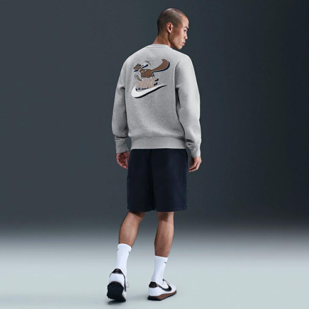 ナイキ メンズ スウェット トレーナー クラブ BB NEO VARSITY L/S クルー IB3304 長袖 フリース カジュアル スポーツウェア グレー/ダークグレー/ブラック ib3304