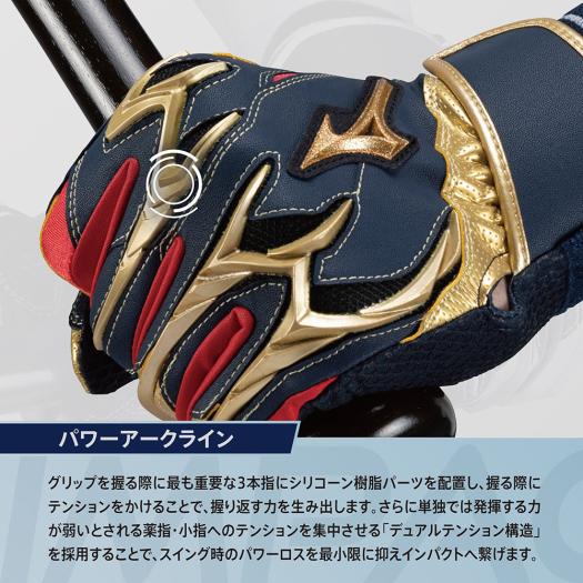 ミズノプロ バッティンググローブ 両手用 シリコンパワーアークDI 1EJEA555 野球用手袋 25AW限定カラー ブラック×ブルー MIZUNO 1ejea55509