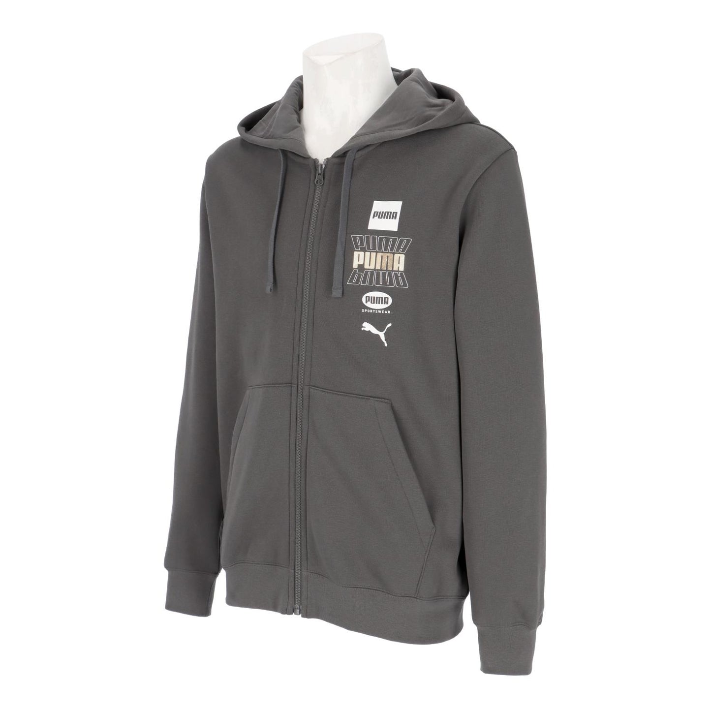 プーマ パーカー メンズ PUMA ESS LOGO LAB ホリデー フルジップ フーディ スウェット トレーニング 長袖 691097 ブラック グレー ハニーバター S-XXL 691097