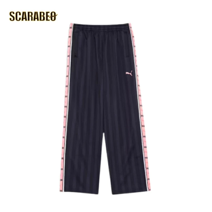 プーマ PUMA メンズ トレーニング シャドウ ストライプ ニット パンツ 527755 71 New Navy-Geranium Pink シャドウキャットストライプ ジャージ ボトムス レトロ セットアップ対応 527755-71