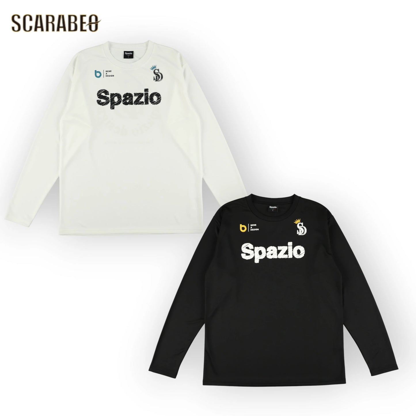スパッツィオ SPAZIO ロゴスケッチロンプラ メンズ 長袖 Tシャツ スポーツウェア ブラック ホワイト トレーニング サッカー フットサル ge1116