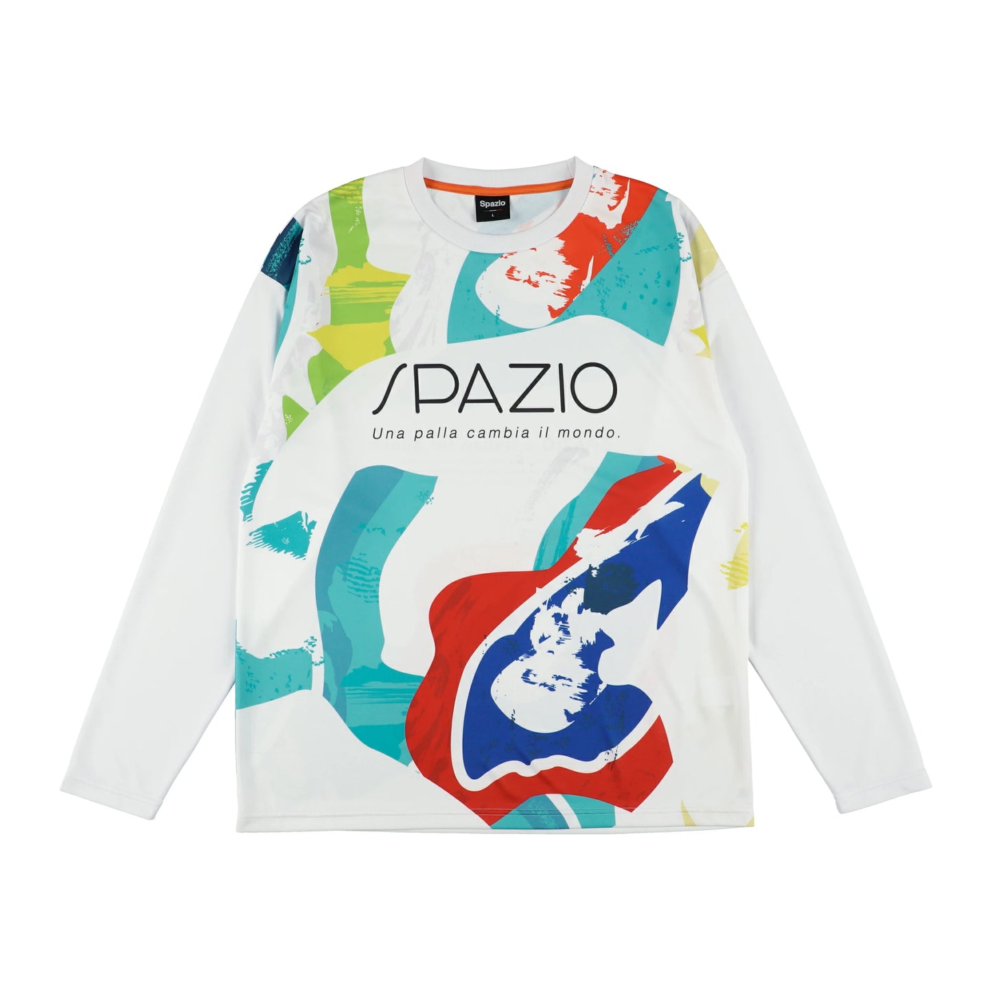 Spazio スパッツィオ ペイントグラフィックロンプラ 25FW GE-1118 メンズ 長袖 Tシャツ スポーツウェア ブラック ホワイト トレーニング サッカー フットサル ge1118