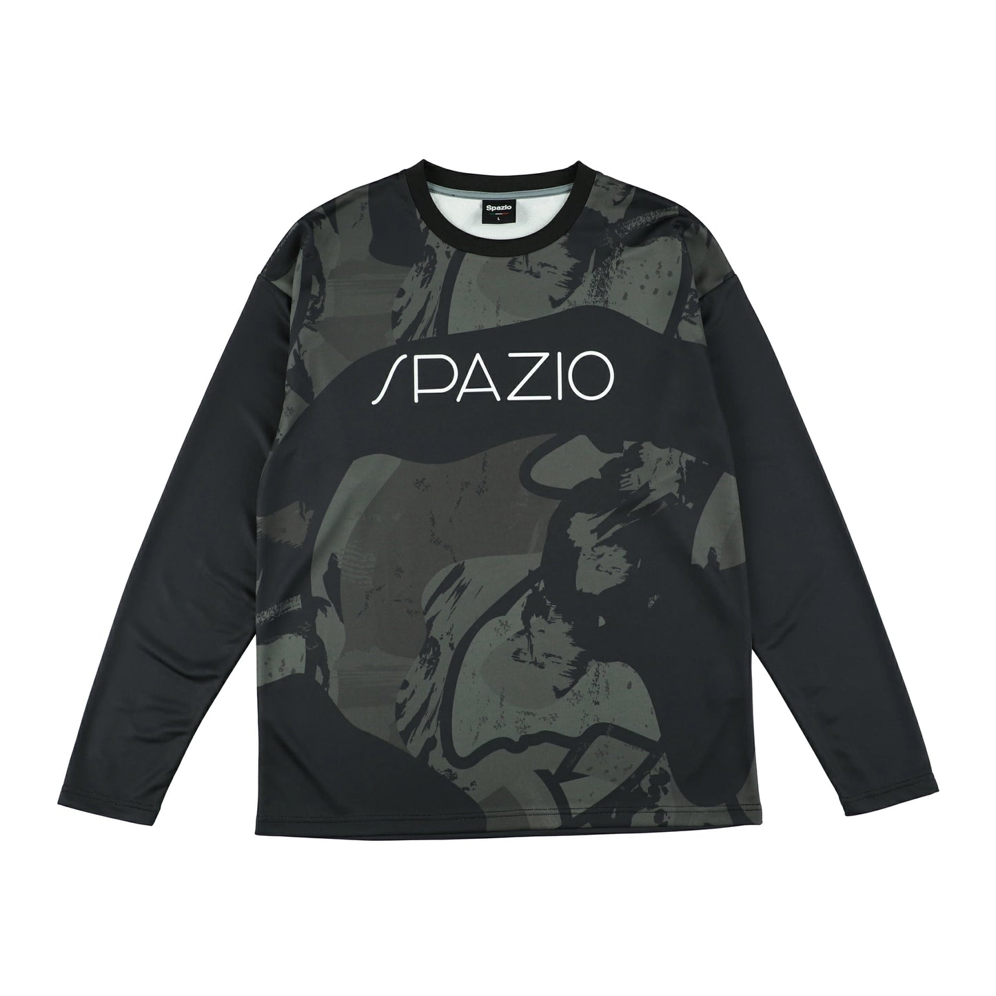 Spazio スパッツィオ ペイントグラフィックロンプラ 25FW GE-1118 メンズ 長袖 Tシャツ スポーツウェア ブラック ホワイト トレーニング サッカー フットサル ge1118