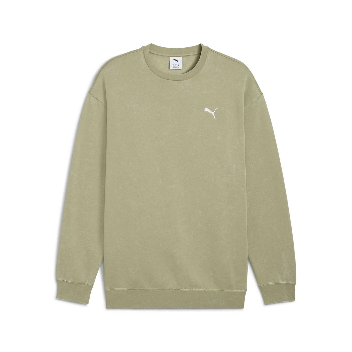 PUMA プーマ メンズ ESS ELEVATED リラックスド ウォッシュ クルースウェット 裏起毛 ブラック リサイクル素材 長袖 フリース カジュアル スポーツウェア デイリーウェア 690921