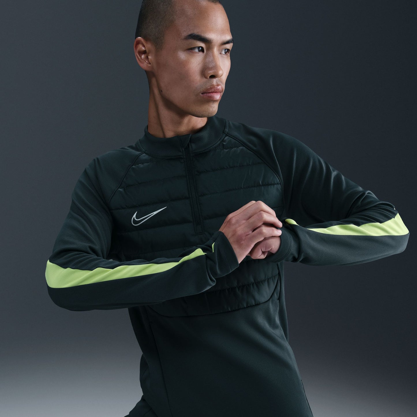 ナイキ NIKE TF ACD DRL WW 長袖ドリルトップ FB6817-390 メンズ トレーニングトップ Therma-FIT 保温 ハーフジップ 冬用 シーウィード×ライムライト×リフレクトシルバー fb6817-390