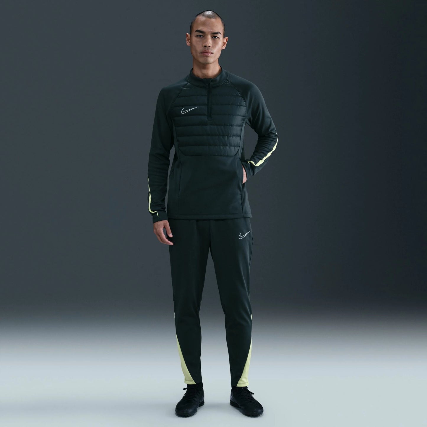 ナイキ NIKE TF ACD DRL WW 長袖ドリルトップ FB6817-390 メンズ トレーニングトップ Therma-FIT 保温 ハーフジップ 冬用 シーウィード×ライムライト×リフレクトシルバー fb6817-390