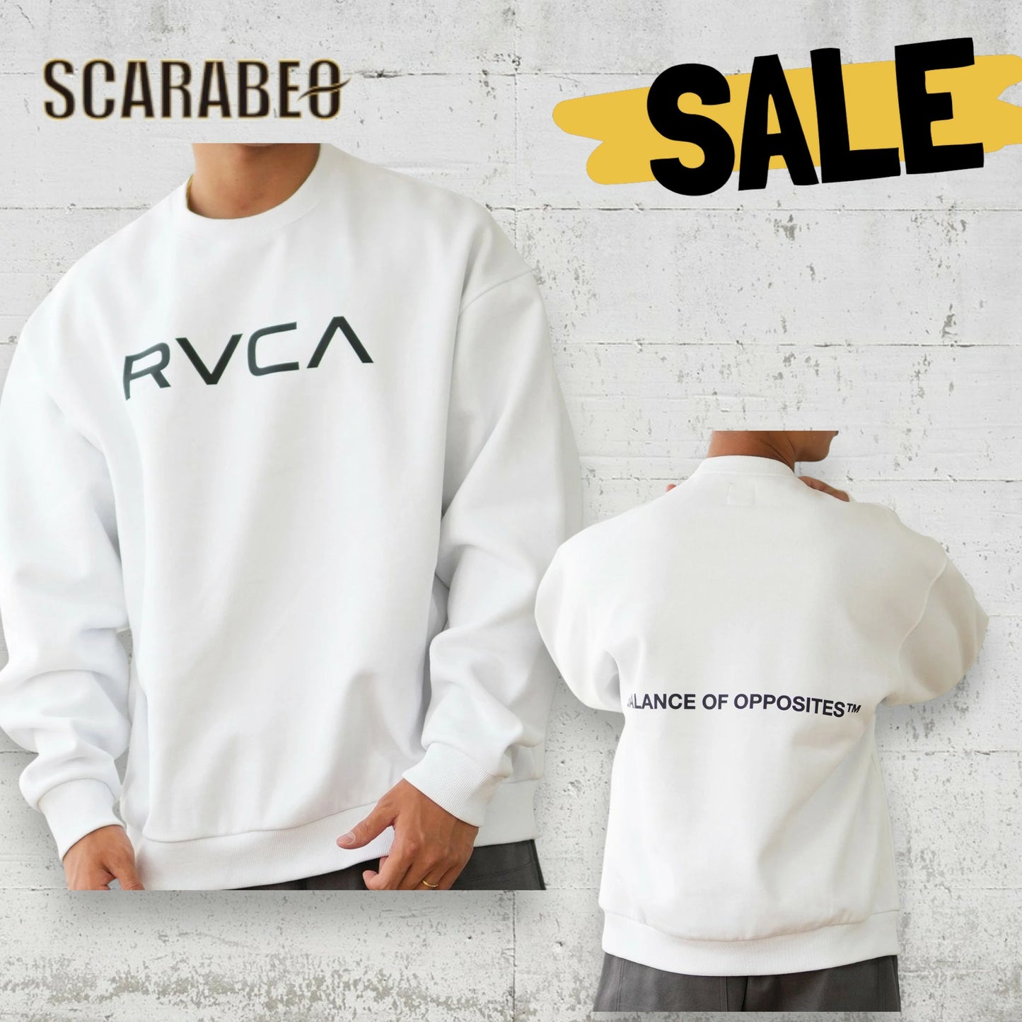 RVCA メンズ クルーネック トレーナー スウェット ロゴ 裏起毛 ルーズシルエット WHT BLK BLK×PURPLE be042p22