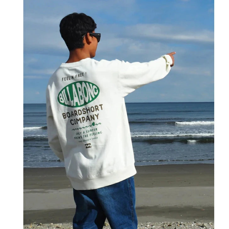BILLABONG メンズ FISHERMANS トレーナー スウェット プルオーバー オーバーフィット ヴィンテージ加工 CRM 2025秋冬モデル bf012003