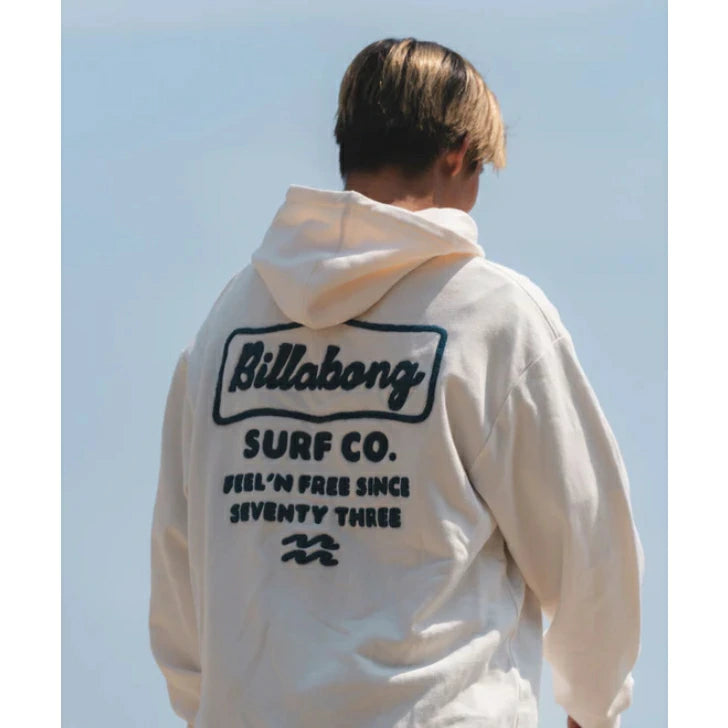 BILLABONG メンズ SIGN パーカー スウェット プルオーバー サガラ刺繍 ロゴ オーバーフィット CRM GRN SBK 2025秋冬モデル bf012007