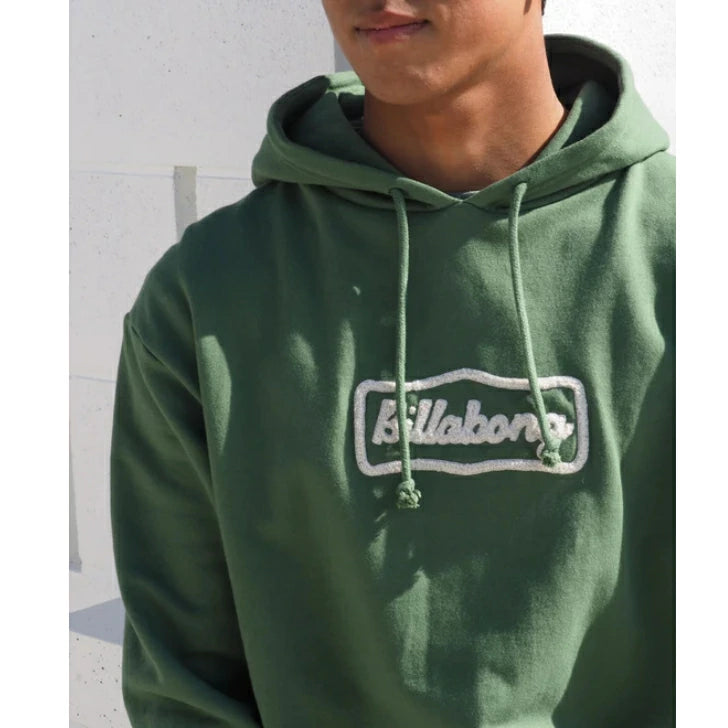 BILLABONG メンズ SIGN パーカー スウェット プルオーバー サガラ刺繍 ロゴ オーバーフィット CRM GRN SBK 2025秋冬モデル bf012007