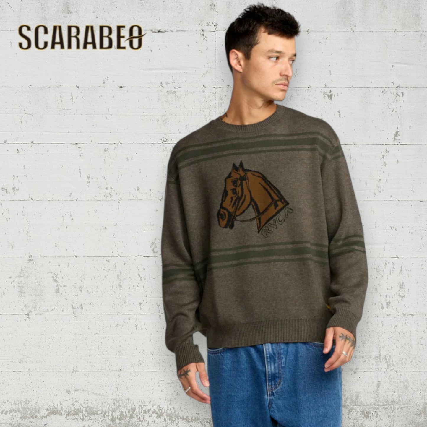 RVCA ルーカ セーター メンズ KSL CREW SWEATER BF042686 MSHR Kevin Spanky Long コラボ クルーネック ニット 2025年秋冬モデル bf042686