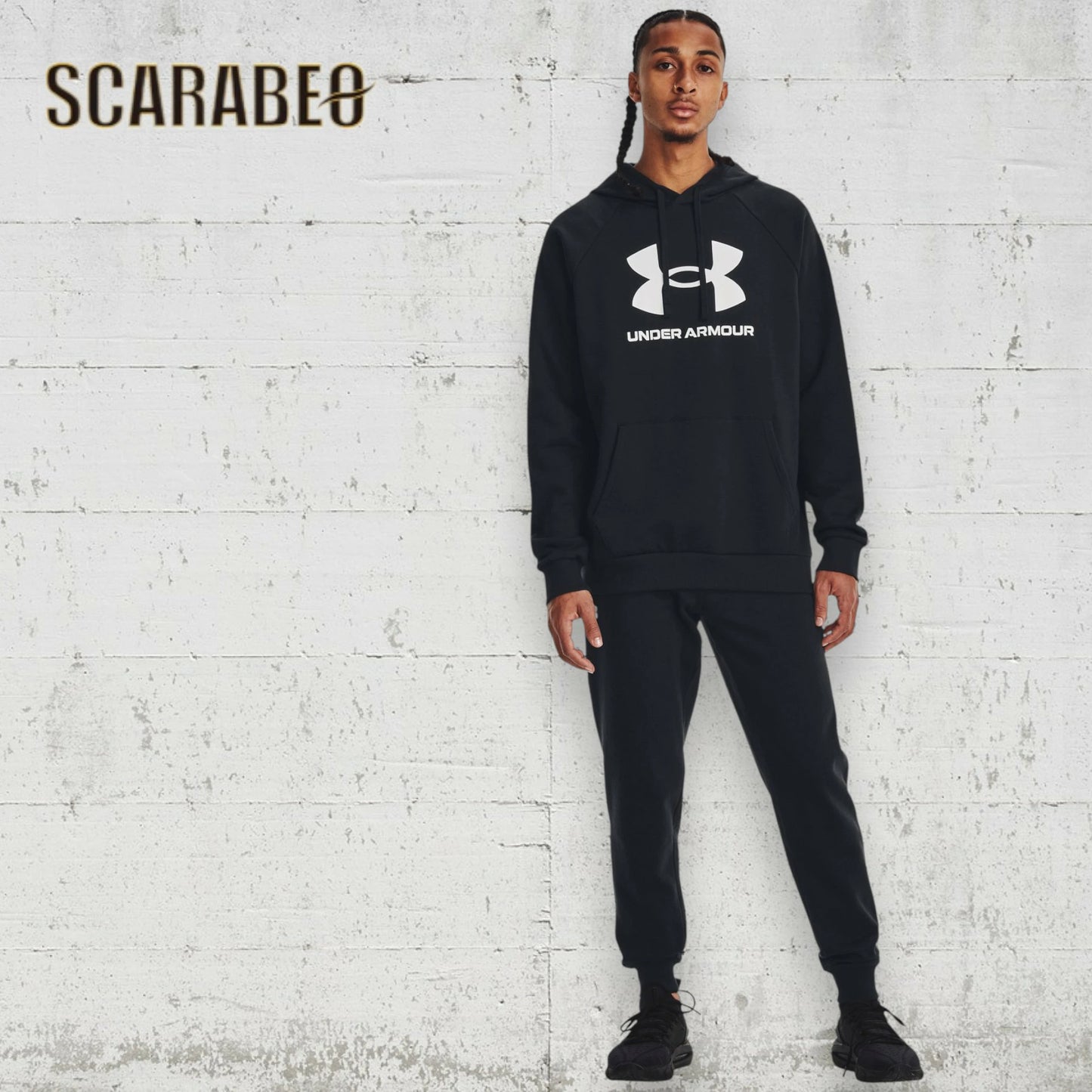 UNDER ARMOUR アンダーアーマー UA ライバル フリース ロゴ フーディー パーカー スウェット 裏起毛 メンズ 1379758 トレーニング 吸汗速乾 防寒 Black/White Castlerock Light Heather 1379758