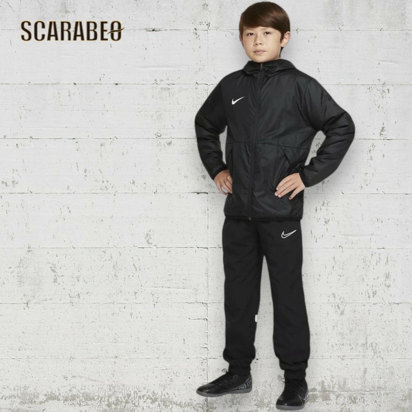 ナイキ NIKE ジュニア サッカーウェア サーマ レペル パークジャケット CW6159-010 防水 撥水 フルジップ トレーニング ブラック ホワイト cw6159-010