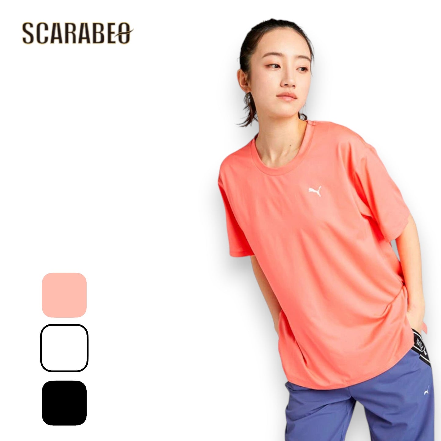 プーマ Tシャツ レディース 25SS ヨガ ランニング 半袖 PUMA 527034 吸汗 速乾 ドライ スポーツ ブランド ブラック ホワイト ピンク ゆったり 527034