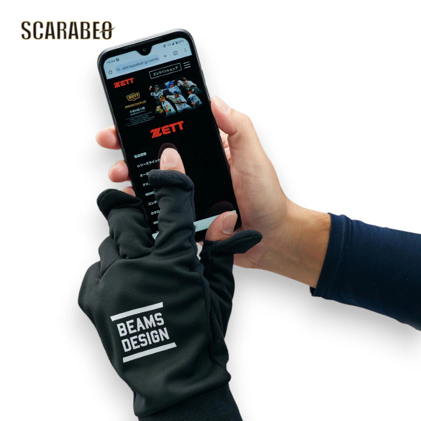 ZETT by BEAMS DESIGN 防寒手袋 フリース 手袋 指出し可能 メンズ BG51114BD ブラック bg51114bd