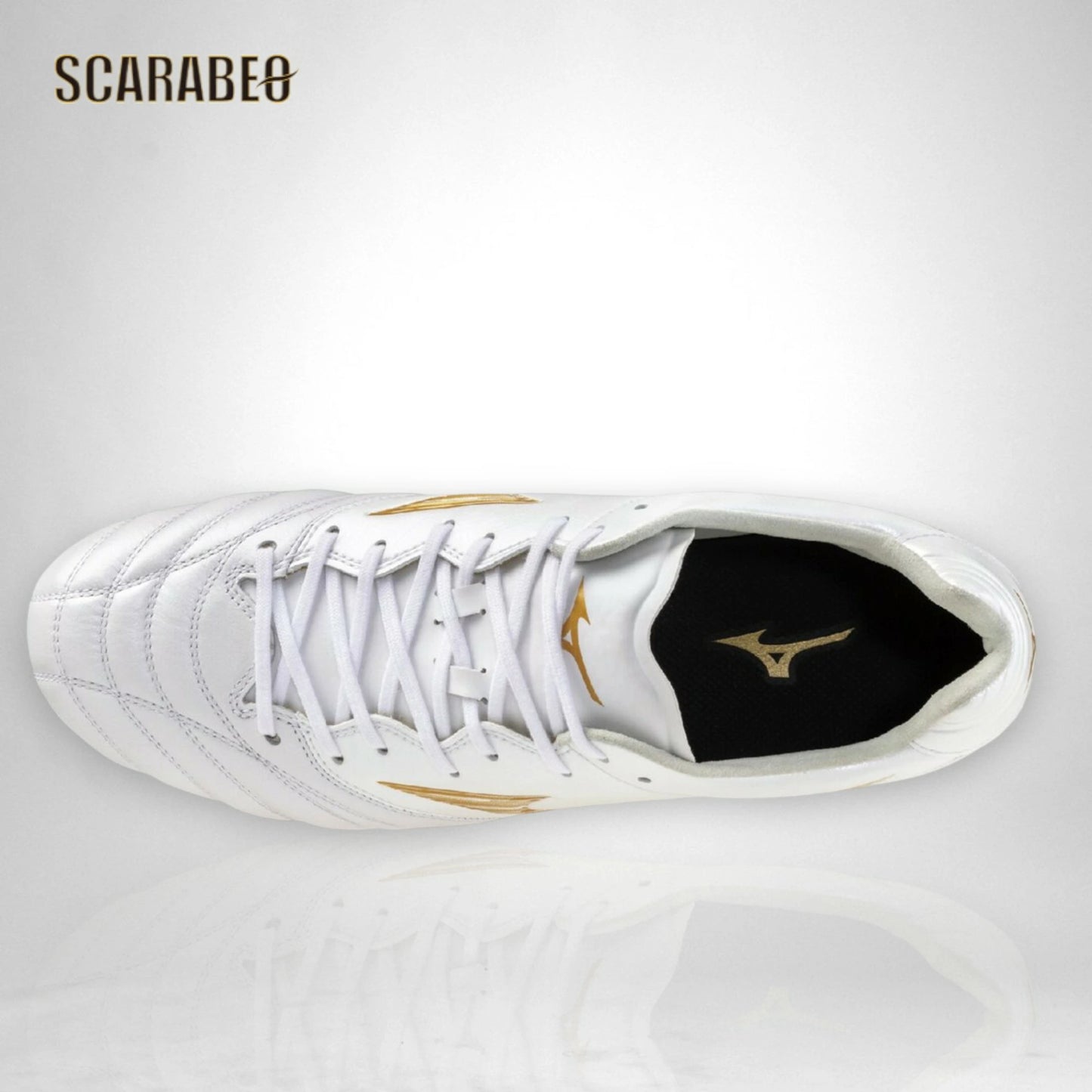 【予約販売】ミズノ MIZUNO モナルシーダNEO III WIDE ELITE サッカースパイク ユニセックス ワイドフィット 天然皮革 マイクロファイバー 軽量 柔軟 素足感覚 ゼログライドインソール ホワイト×ゴールド p1ga262150