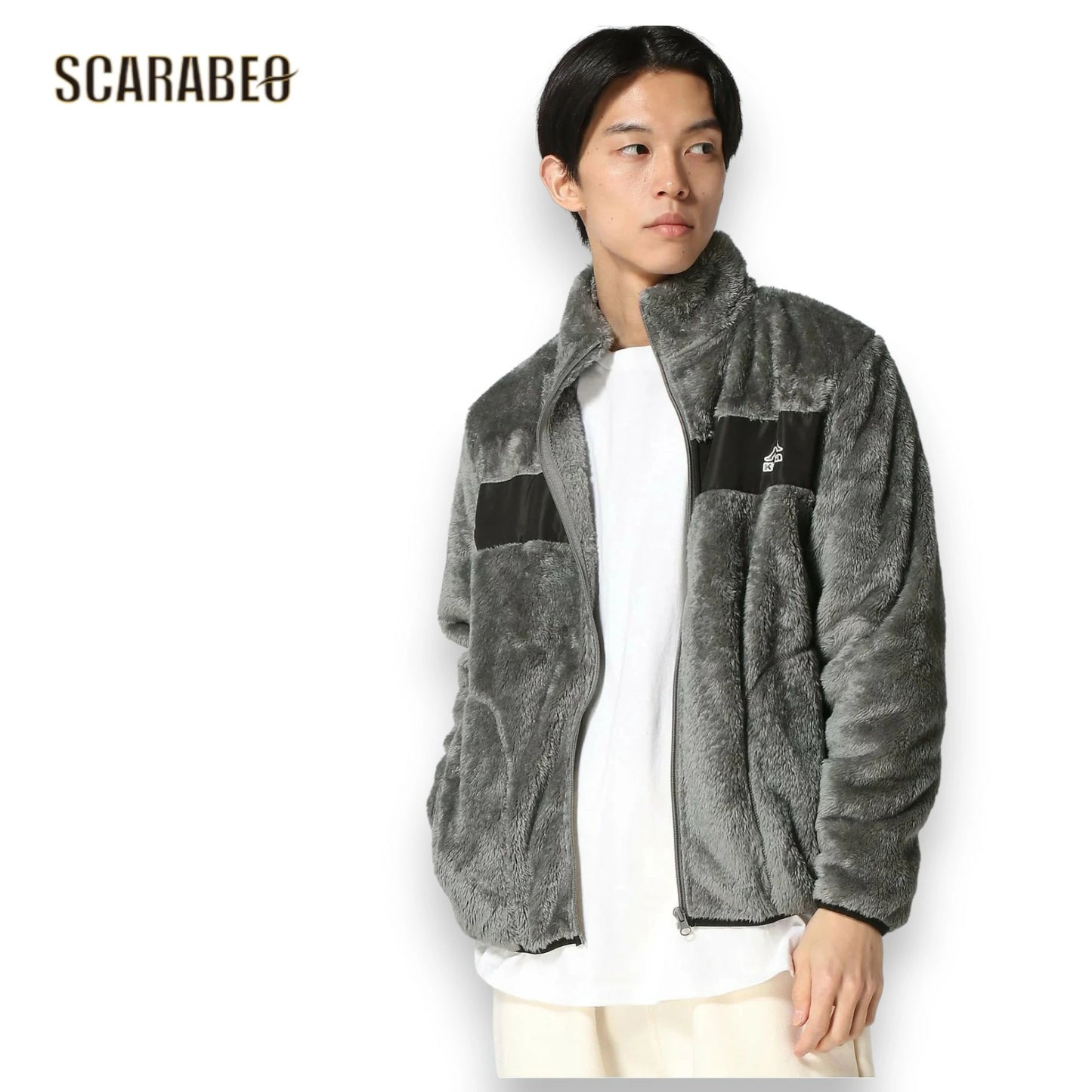 Kappa カッパ フルジップ ブルゾン メンズ ボアジャケット もこもこ フリース 長袖 アウター BK CGY 245390