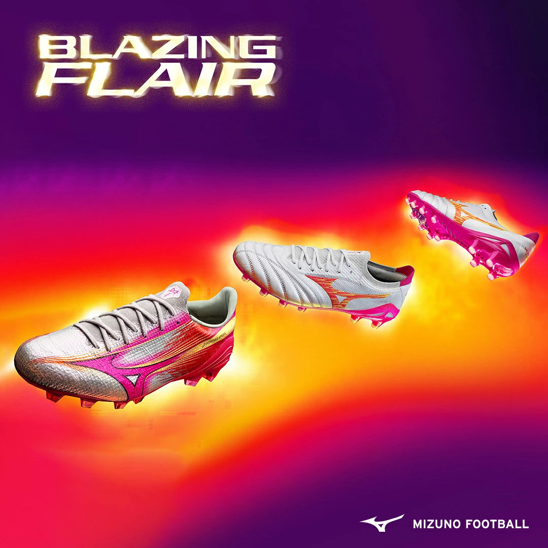 ミズノ アルファIII SELECT 64 ホワイト×ピンク サッカースパイク 固定式 3E ワイド エントリーモデル BLAZING FLAIR PACK p1ga266564