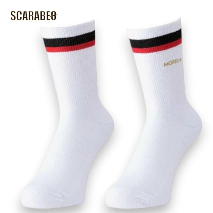 ミズノ モレリア ソックス ユニセックス ホワイト ブラック 25-27cm MORELIA フットボール サッカー ミドルソックス 靴下 p2mxc05501
