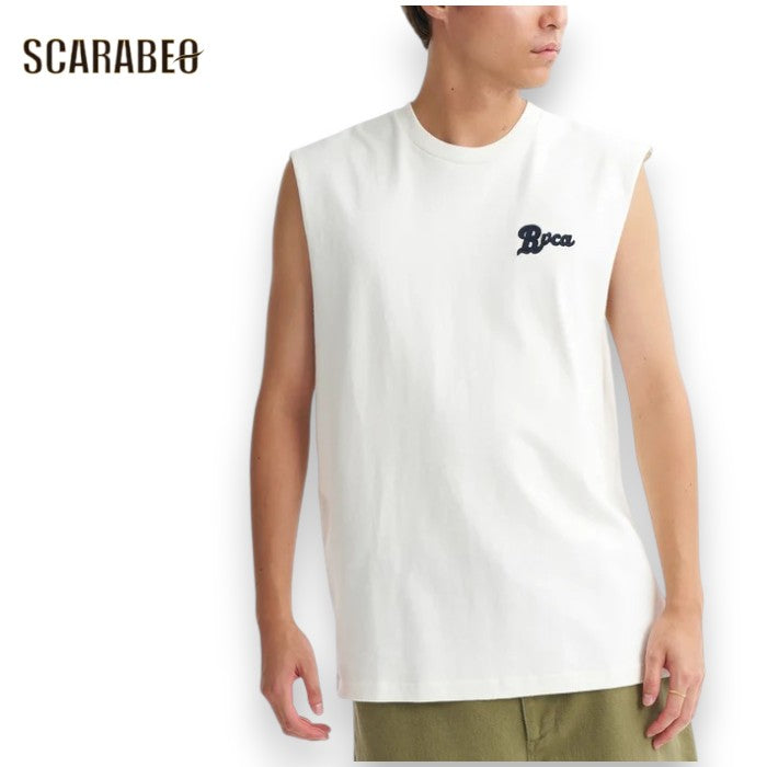 RVCA ルーカ メンズ RANCH SCRIPT TT タンクトップ ノースリーブ ワッペン ロゴT コットン スリーブレス 2026春夏モデル bg041352