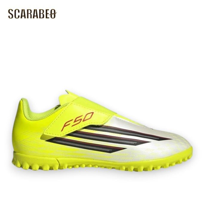 アディダス F50 CLUB VEL TF J ジュニア用 サッカー トレーニングシューズ adidas JS1487 ターフシューズ ベルクロ キッズ 人工芝対応 軽量 スピードモデル js1487