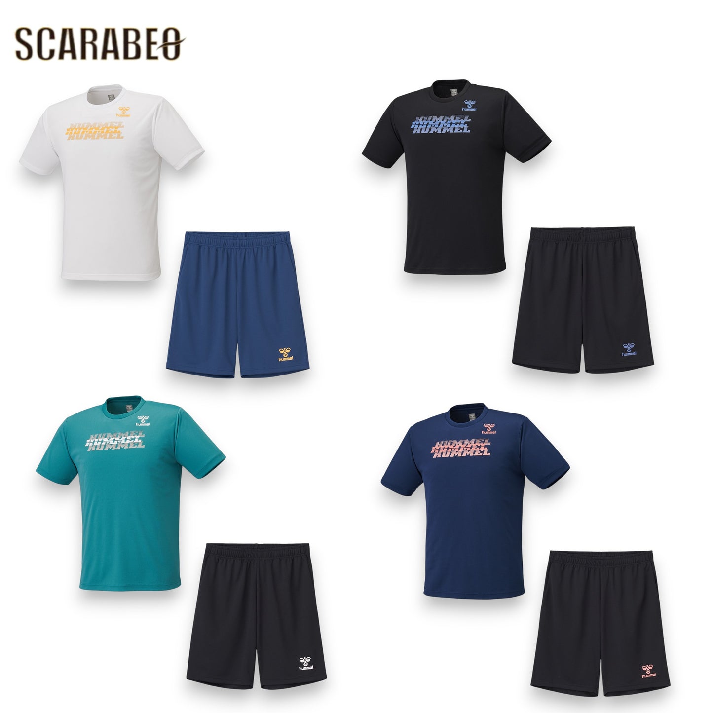 ヒュンメル プラクティスTスーツ 上下セット メンズ 半袖Tシャツ ハーフパンツ 吸汗速乾 ドライ ポリエステル スポーツウェア トレーニングウェア 部活 ランニング ジム hap1243sp