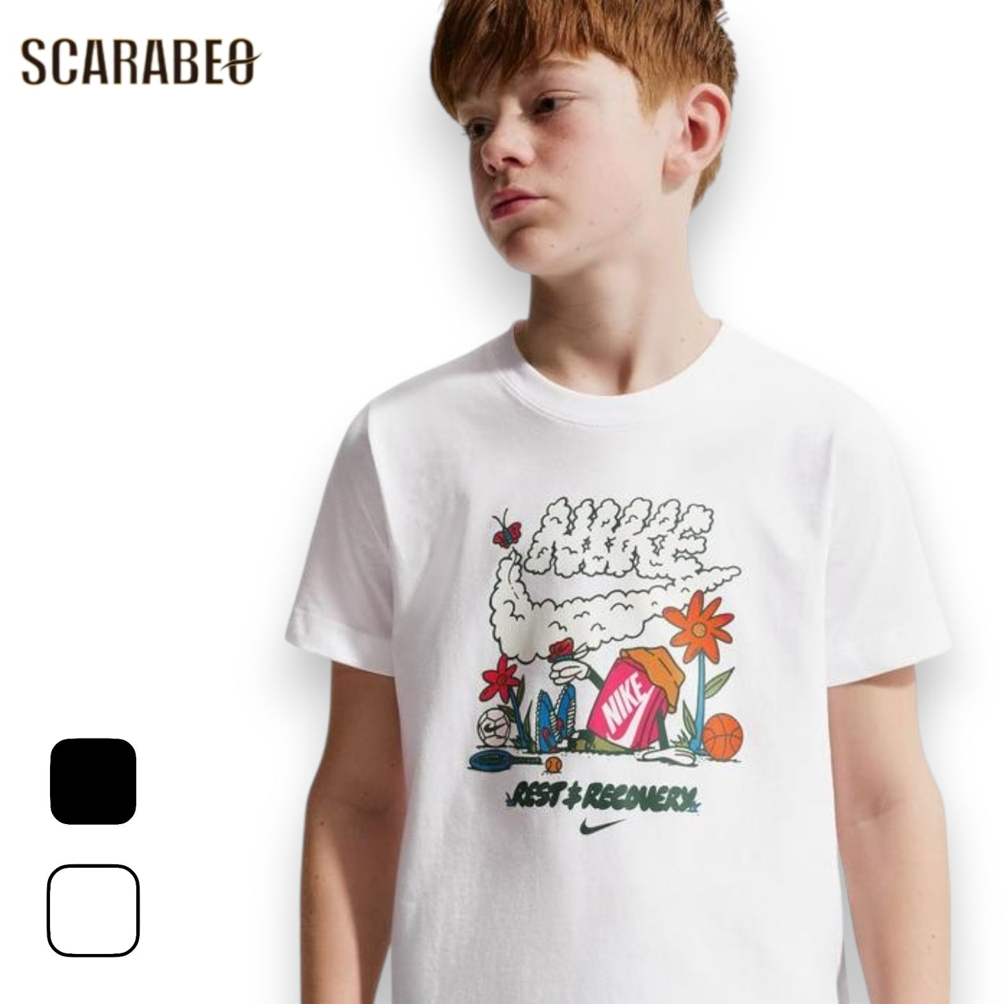 Nike ナイキ ジュニア 半袖Tシャツ YTH NSW BOXY REST S/S Tシャツ II9940 キッズ 子供用 コットンTシャツ カジュアル ホワイト ブラック 2026SS ii9940