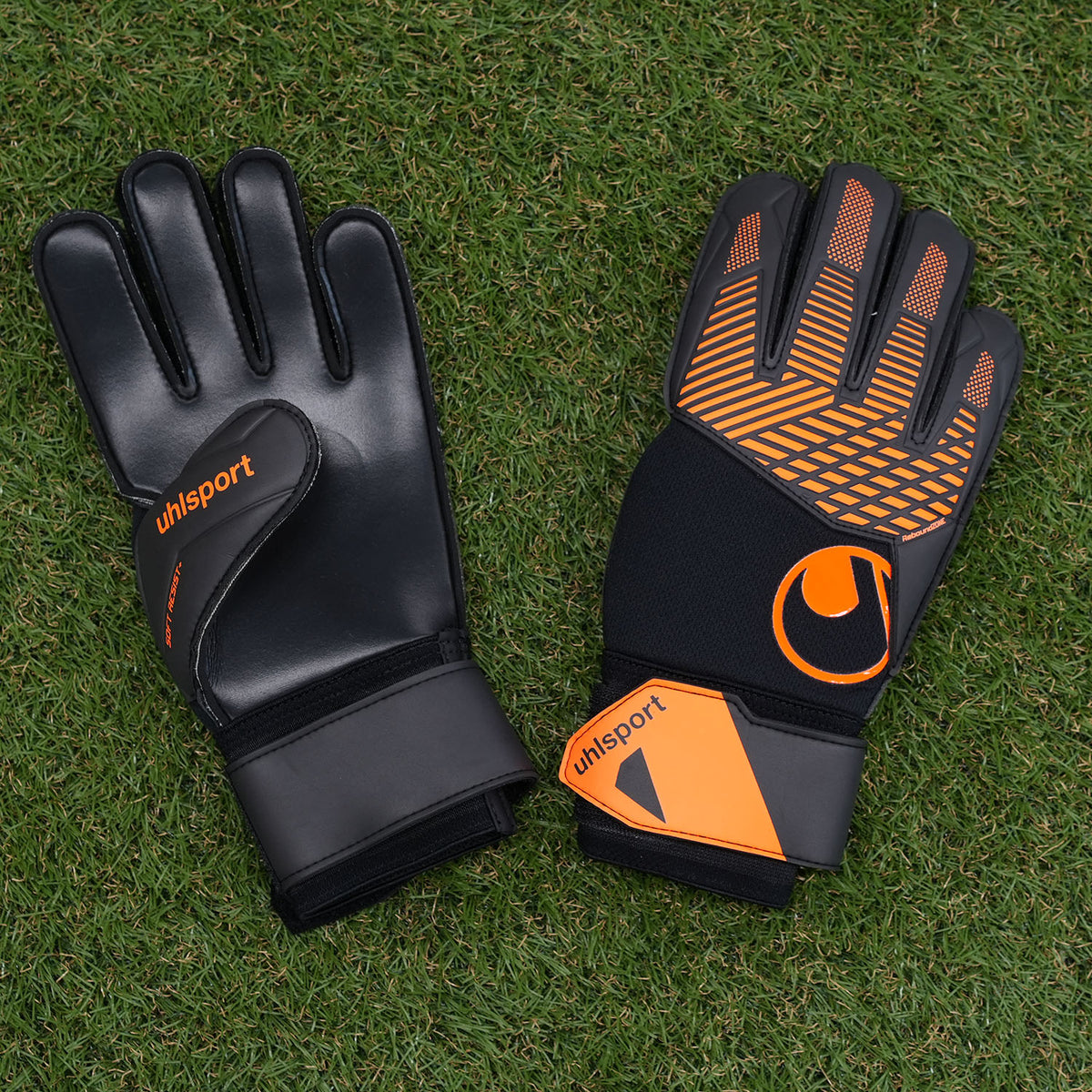 ウールシュポルトuhlsportファングマシーネソフトレジスト+ゴールキーパーグローブGKグローブ高耐久サッカーブラックオレンジ1011427