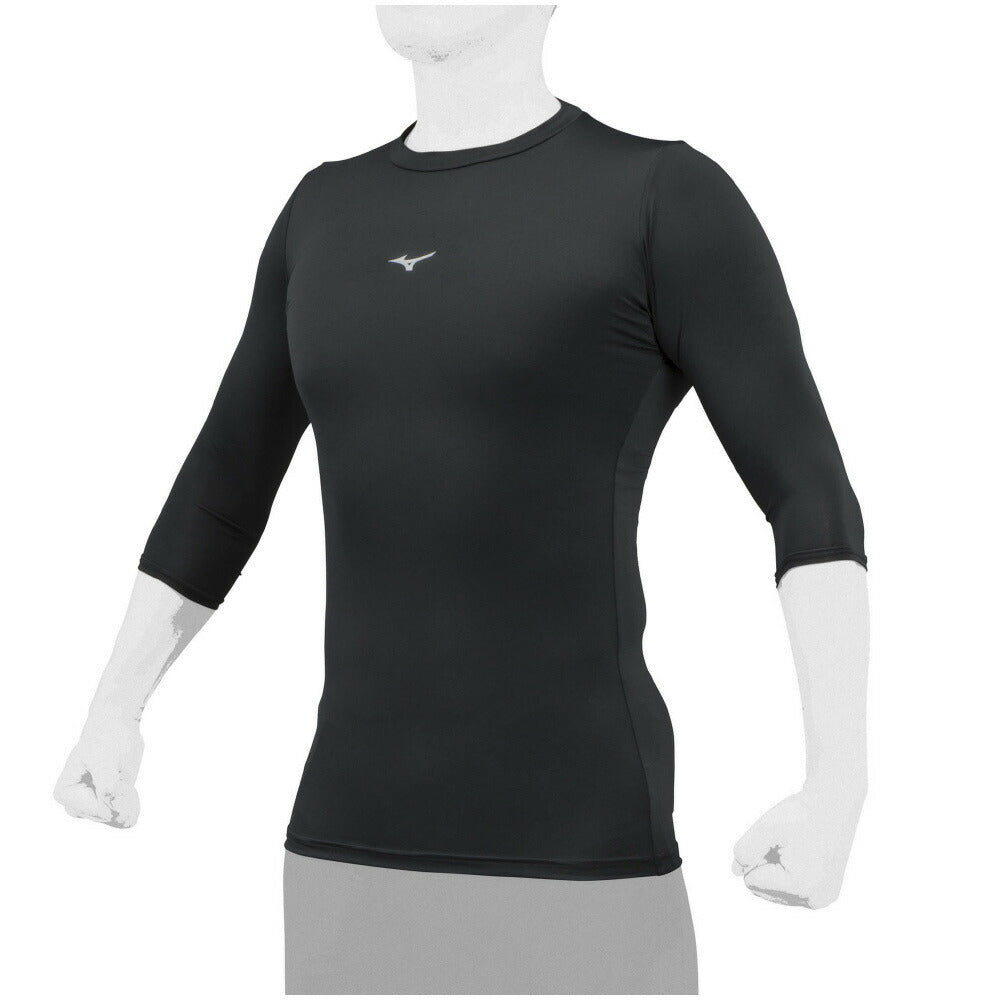 【ミズノ MIZUNO】 野球 アンダーシャツ バイオギア ローネック七分袖 ブラック 12JA1C2109 （メンズ）