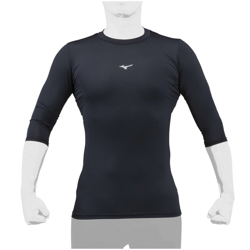 【ミズノ MIZUNO】 野球 アンダーシャツ バイオギア ローネック七分袖 ネイビー 12JA1C2114 （メンズ）