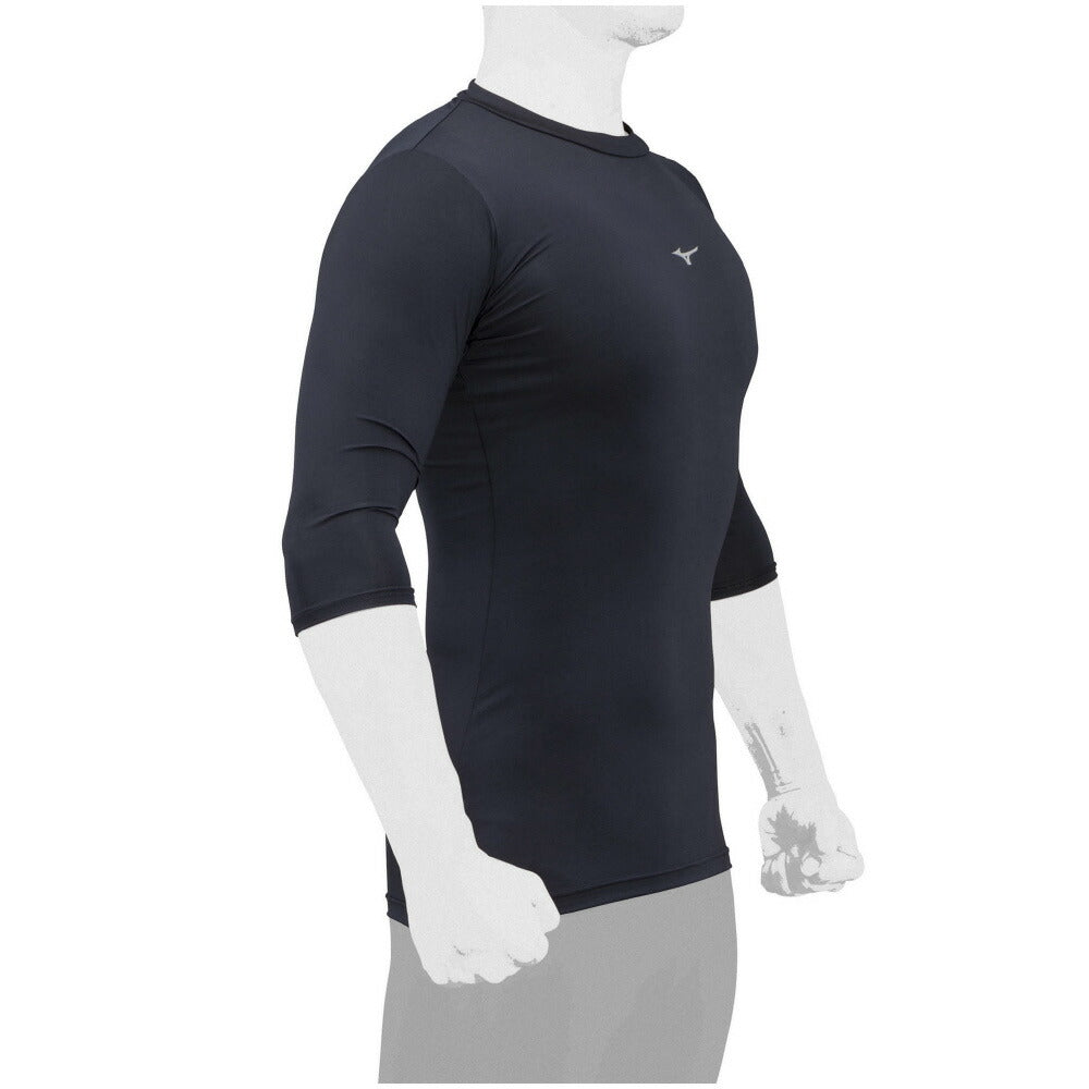 【ミズノ MIZUNO】 野球 アンダーシャツ バイオギア ローネック七分袖 ネイビー 12JA1C2114 （メンズ）