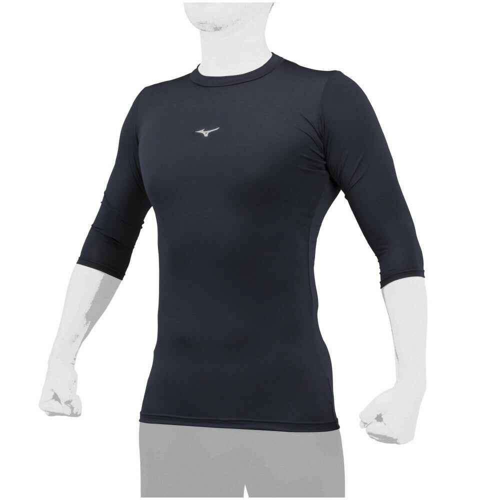 【ミズノ MIZUNO】 野球 アンダーシャツ バイオギア ローネック七分袖 ネイビー 12JA1C2114 （メンズ）